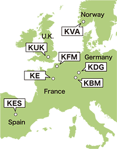 欧州におけるクボタの拠点（2020年12月現在）