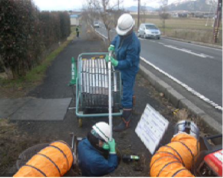 新たな調査手法・圧送管内調査機器「CSカメラ スネーくん」による調査風景