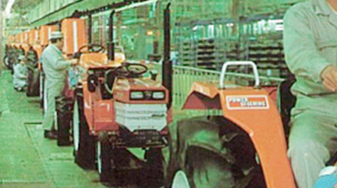 A tractor production line at the Tsukuba plant