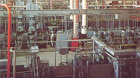 A transfer machine being put to powerful use in engine processing at the Tsukuba plant