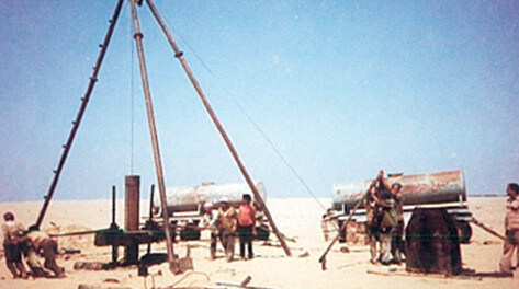 Digging a well and installing a submerged pump
